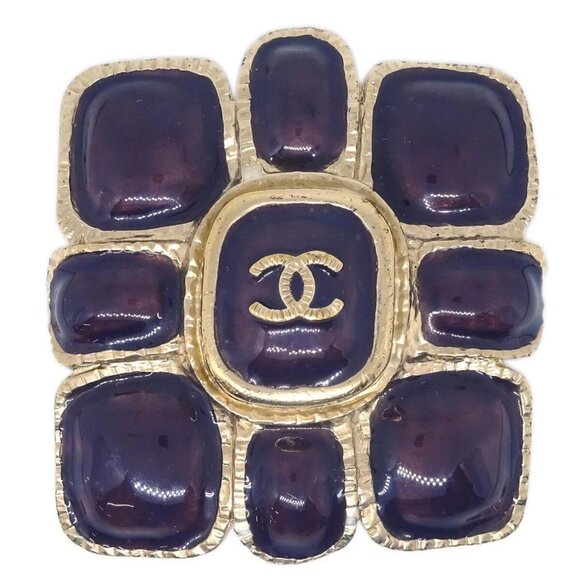 Chanel Gripoix Brooch Pin Gold Purple 08A 194817 - Picture 1 of 4